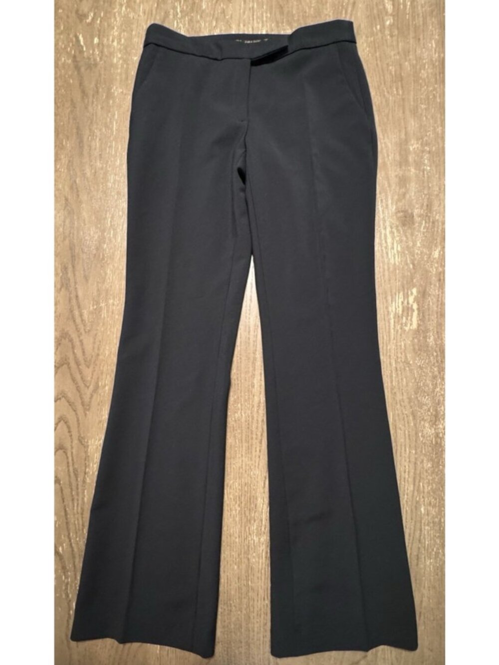 Zara Women Black Flared Trousers Dress Pants Pockets Minimalist Office Medium